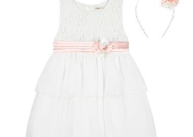 Παιδικό αμάνικο φόρεμα με ασορτί στέκα για κορίτσι | ΛΕΥΚΟ - Energiers - 